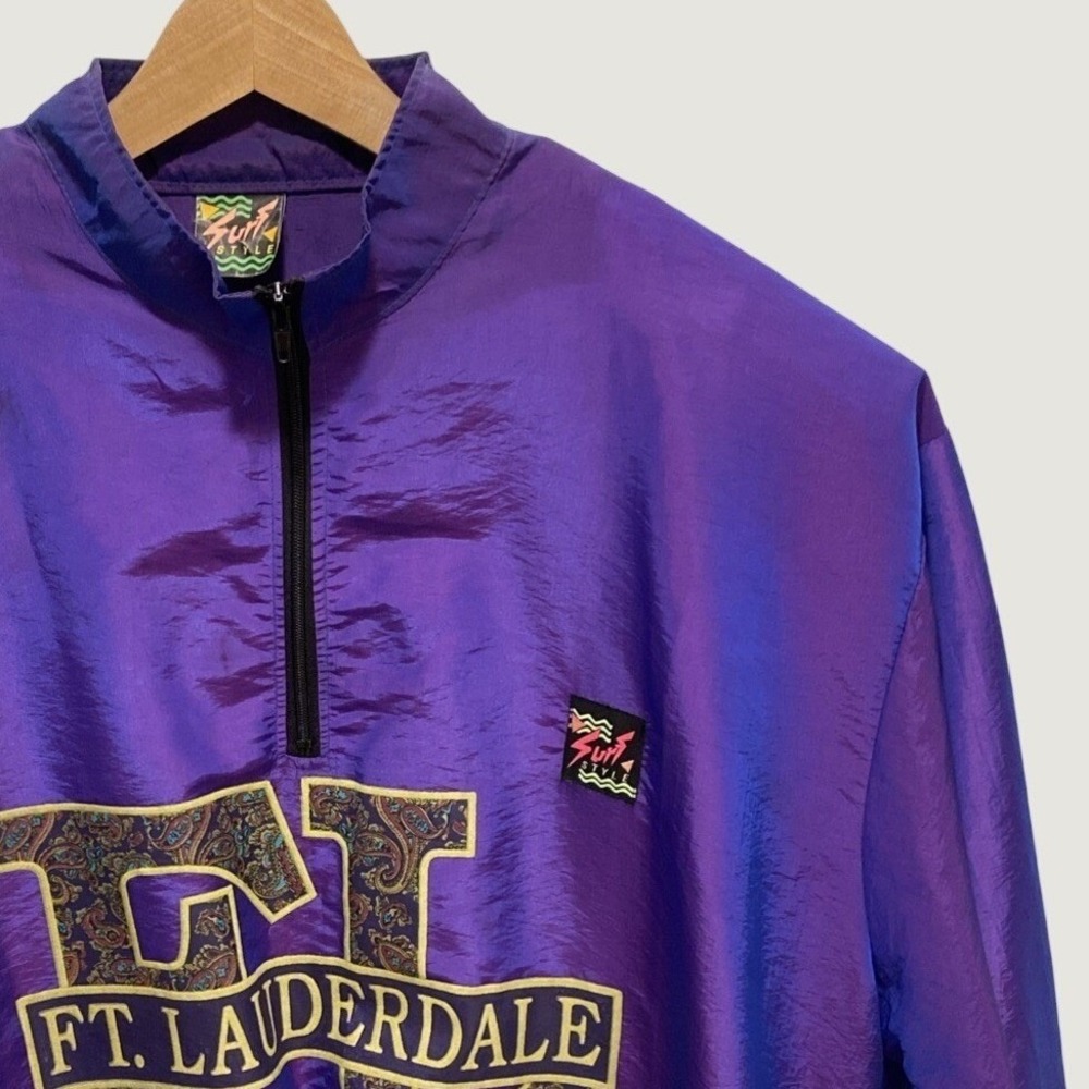 Surf Style Windbreaker Unisex One Size Purple Good Ft Lauderdale Iridescent 90s